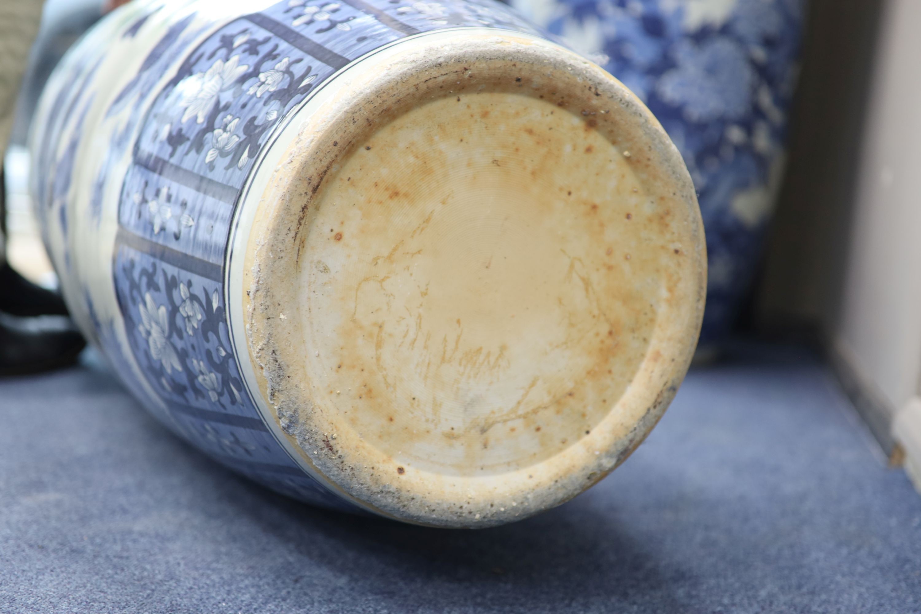 A pair of large Chinese blue and white floor vases, height 148cm